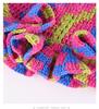 Dopamine Rainbow Color Matching Pleated Lotus Leaf Lace Knitted Bucket Hat Women'S Autumn And Winter Handmade Crochet Wool Hat