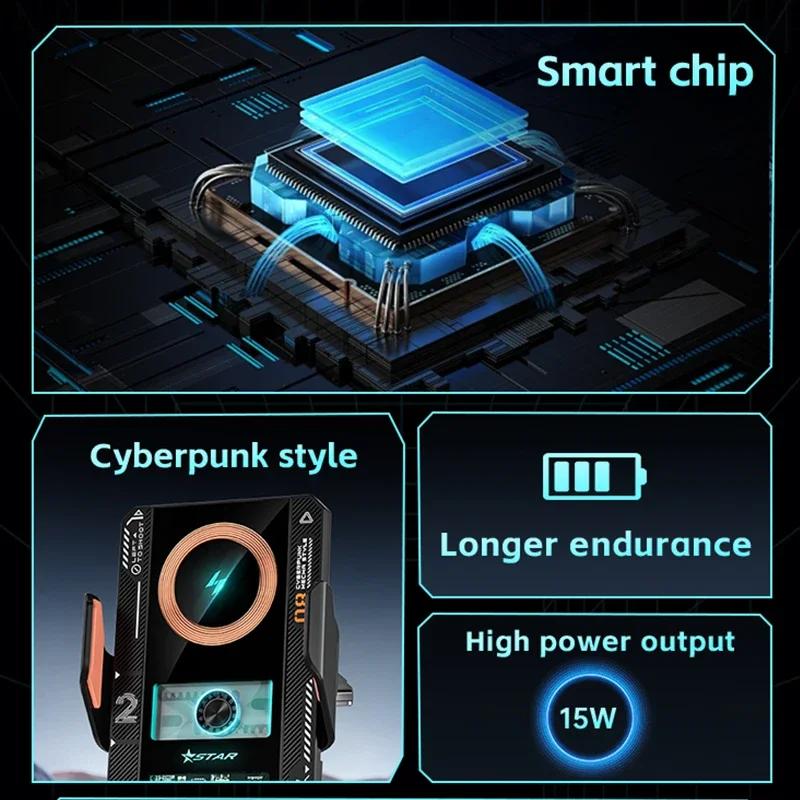 VIKEFON Car Wireless Charger Auto Car Phone Holder Infrared Induction Fast Charging Station for iPhone 15 14 13 Samsung Xiaomi