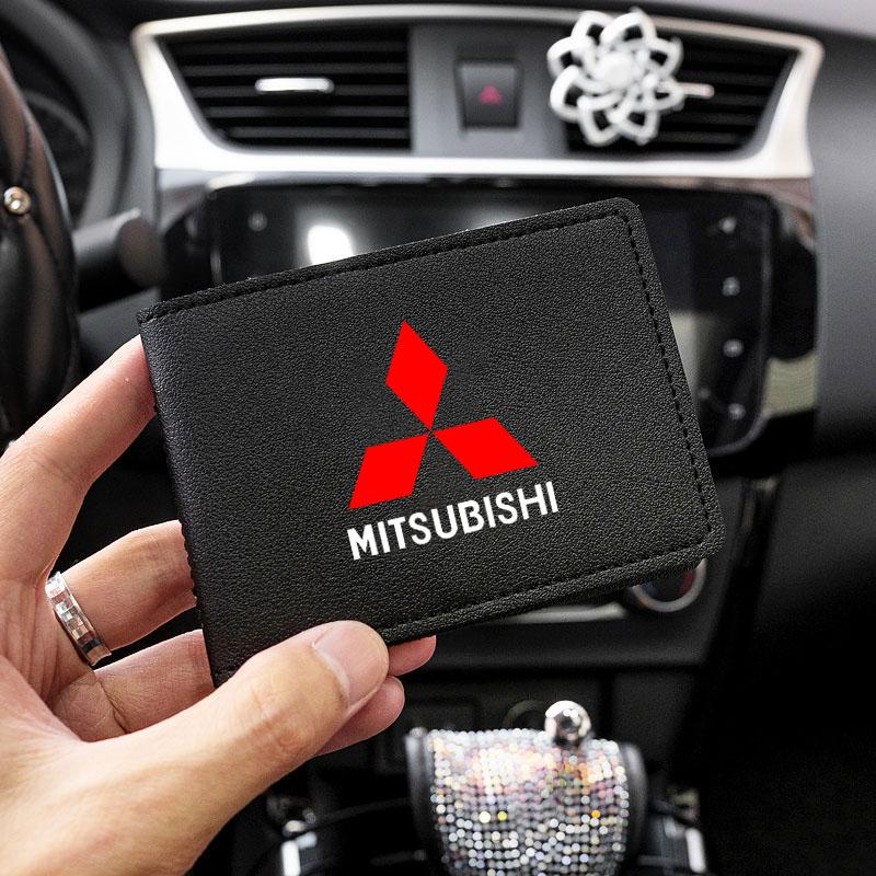 Car Driver License Holder Card Bag Folder Wallet for Mitsubishi Pajero Sport Eclipse Cross L200 Colt Delica Ralliart Triton Car