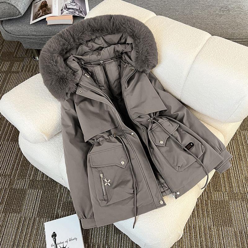 Women's Mid-Length 3-in-1 Parka: Detachable Liner, Cotton-Padded, Windbreaker Jacket.