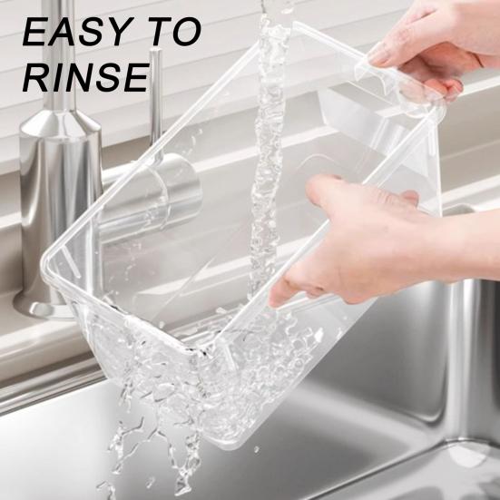 Refrigerator Organizer Transparent Food Box with Handle Lid Food-Grade Fridge Organizer Storage Bin for Fruits Vegetables Salads