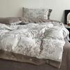 Retro Linen Double Layer Gauze Bedding Set - Light Luxury Duvet Cover and Bed Sheet