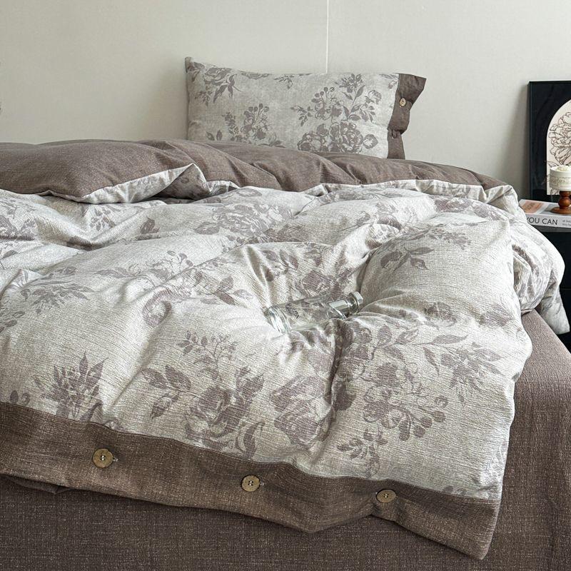 Retro Linen Double Layer Gauze Bedding Set - Light Luxury Duvet Cover and Bed Sheet