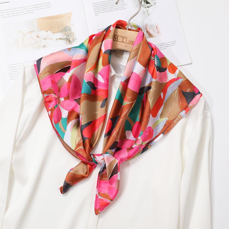 

Роскошный шелковый квадратный шарф с принтом для женщин, атласный шейный платок, весенняя повязка для волос, платок, бандана, эшарп, галстук, шаль, накидка One Size