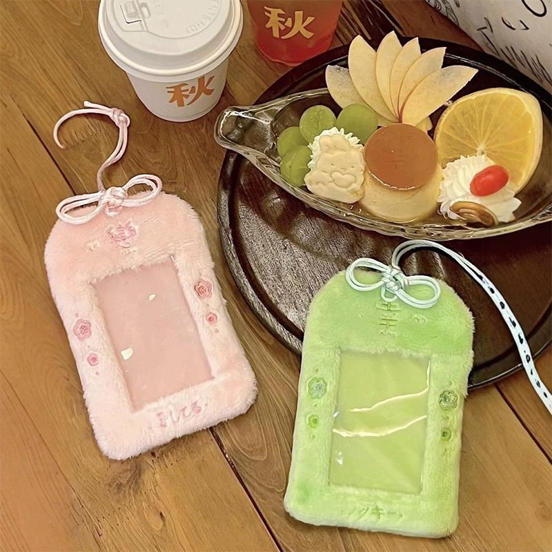 Cute Four-Leaf Clover Cherry Blossoms Card Cover Campus Bus Meal Card Cover Simple Card Protective Cover Student Card Holder
