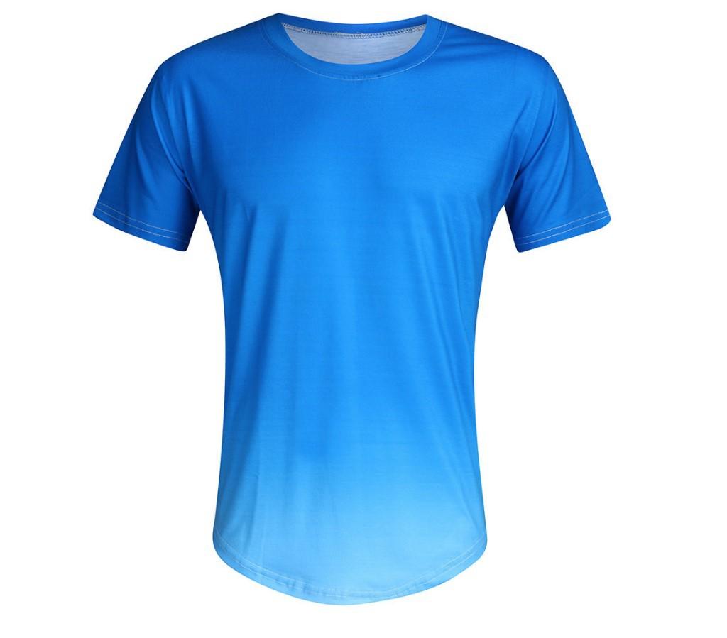 Spring new European and American men's casual sports fashion D gradual change short-sleeved crew neck T-shirt men