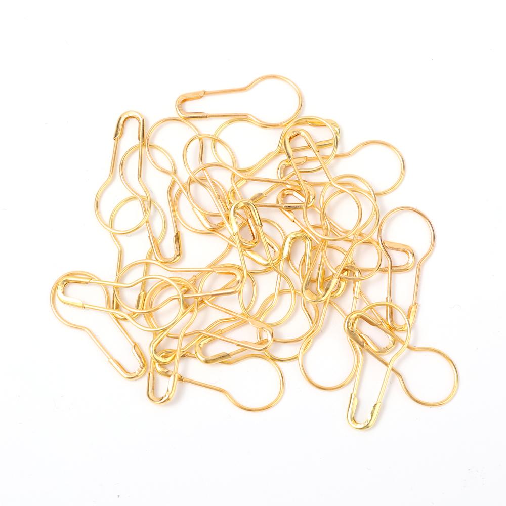 100Pcs Metal Safety Pins Gourd Pear Shaped Bulb Pins Clips Knitting Stitch Marker Tag Hangtag Pin Fastener Craft DIY Accessories
