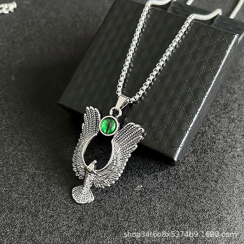 Retro Devil's Eye Pendant: Winged Eagle Stainless Steel Necklace for Men