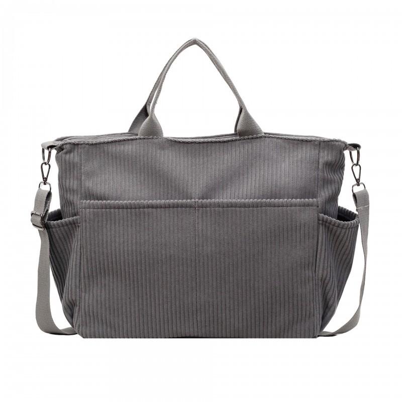 

Corduroy Wide-strip Women s Tote Bag Multi-pocket Handbag Single-shoulder Diagonal Straddle Large-capacity Solid Color Student Schoolbag серый