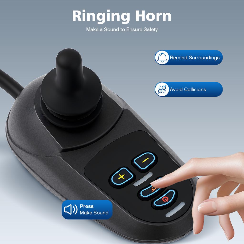50A Electric Wheelchair Joystick Controller, 360° IPX3 Waterproof Joystick with Horn for Seniors & Disabled