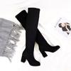 Winter Neue Damenmode Bequeme Plus Baumwolle Warme Stiefel Damen Lässig Sexy Flock Reißverschluss Schwarz Hoher Absatz Schwarze Stiefel Mujer