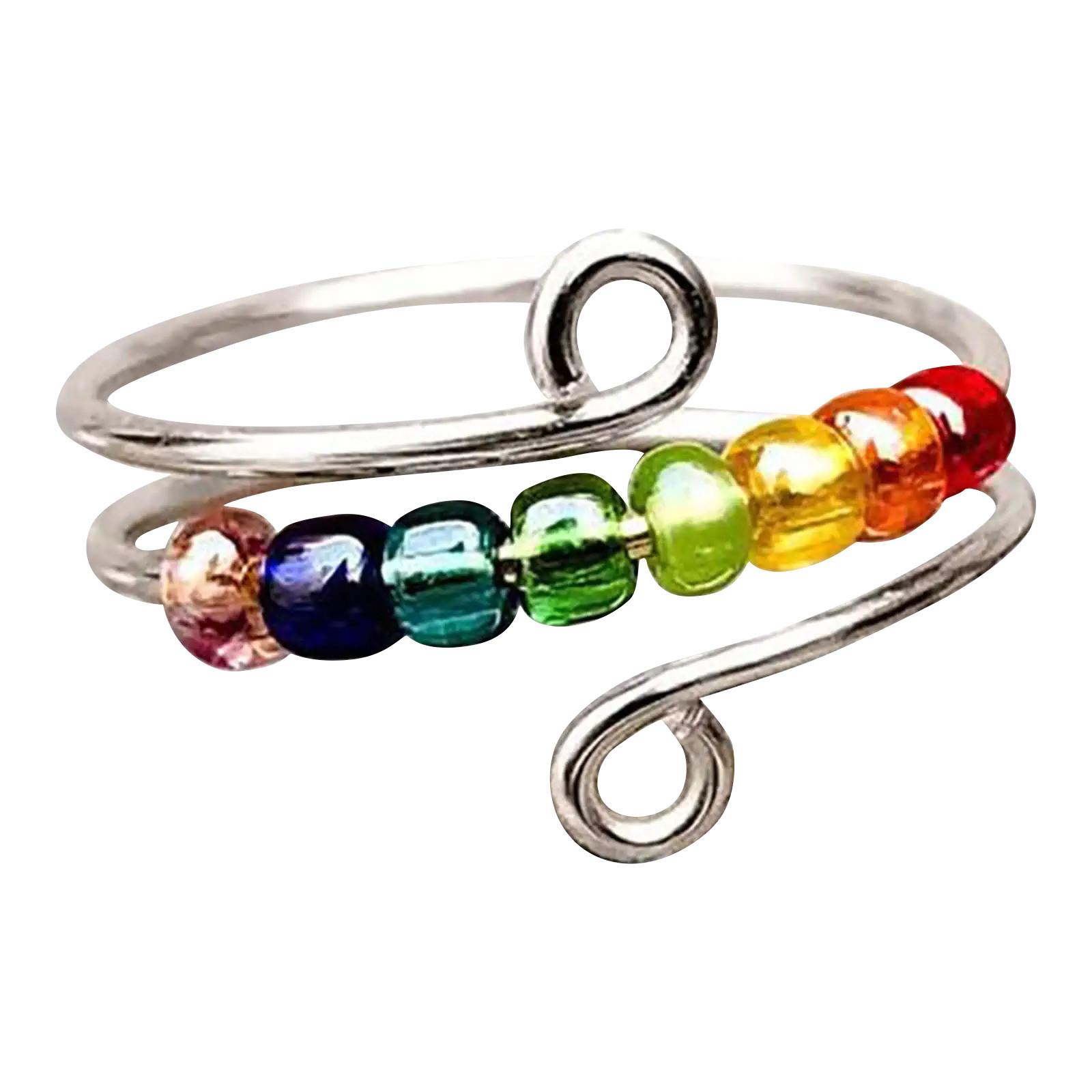 Rotating Enamel Fingertip Ring  Luck Ring Rotating Adjustable Open Ring Jewelry
