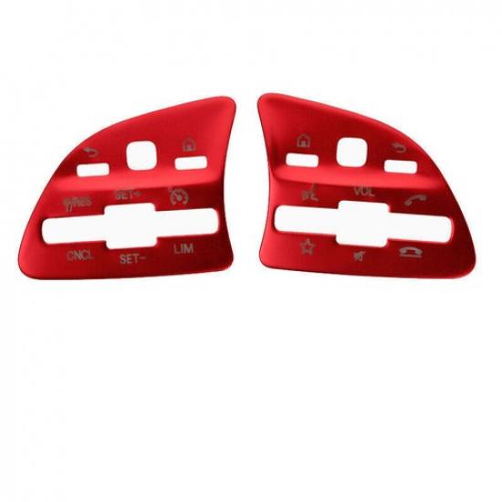 Fit For Benz GLB W247 - Aluminum Red Steering Wheel Button Cover Trim 2x