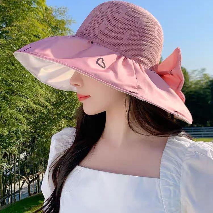 Sunscreen Summer Fisherman's Hat Sunshade Hat Black Glue UV Sun Hat Bow