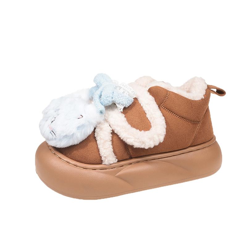 

Мода Женская Мода Балетки Зима Новые Круглый Носок Замша Мультяшный Декор Толстая Подошва Мягкая Подошва Нескользящие Обувь с Низким Верхом 41