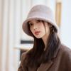 Autumn and Winter Hat Women's Solid Color Knitted Wool Hat Fleece Warm Bucket Hat Bucket Hat