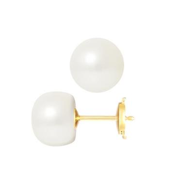 Earrings - - Genuine Cultured Pearls - 9-10 Mm - Yellow Gold - Women