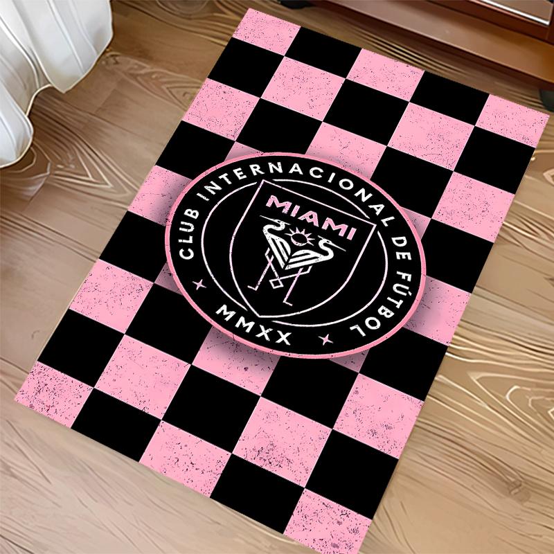 1pc Inter Miami CF Print Area Rug - Soft,Washable Non-Slip Indoor Mat for Office Chairs,Living Room,Home Office Decorative Rug