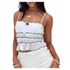 Fashion Summer Women's Versatile Sexy Open Back Wooden Ear Stitching Sleeveless Vest Silm Short Sling Tops