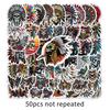 50PCS Retro Chief Skull Stickers: Cool, Creative, Waterproof Halloween Décor for Journals & Glass