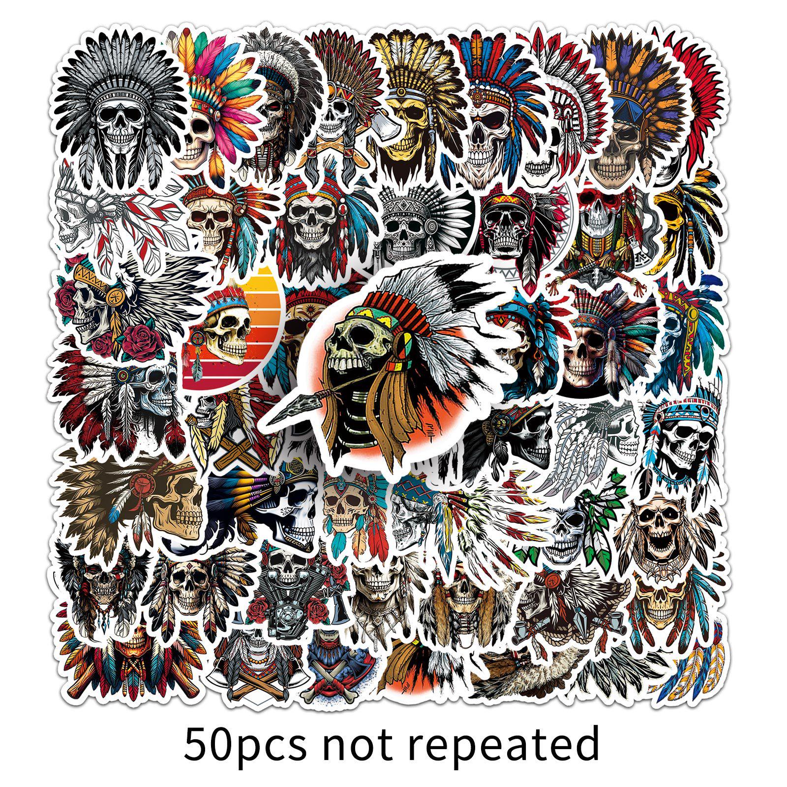 50pcs Gothic Skull Stickers: Creative Waterproof Graffiti for Halloween Decoration & Journaling