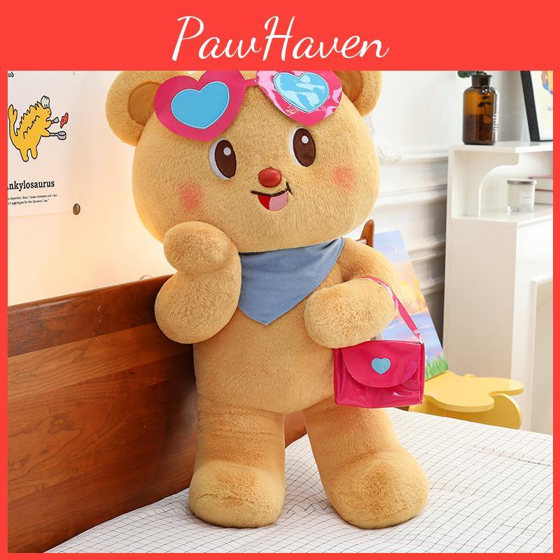 Butter Glasses Bear Plush Toy Cartoon Stuffed Animal Doll Decoration Kids Gift