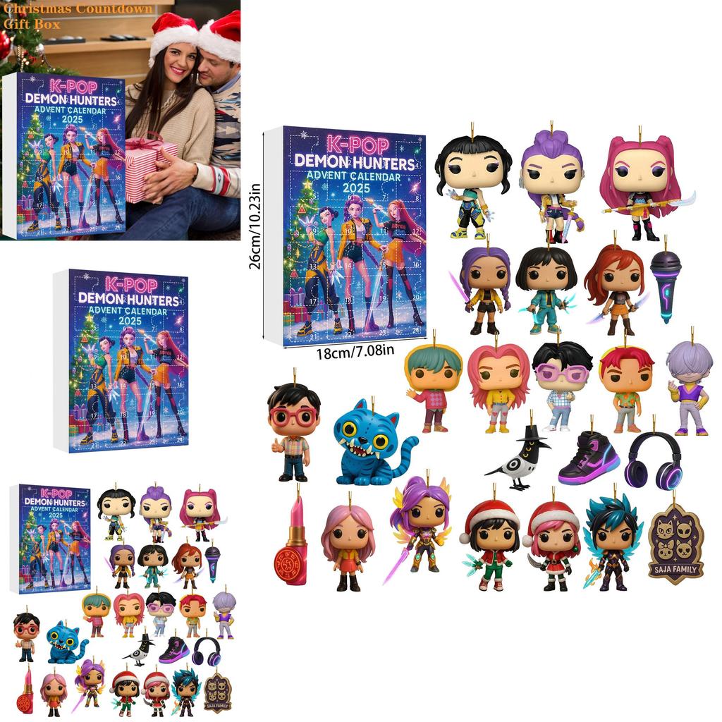 Kpop Demon Hunters Advent Calendar With Acrylic Figures For Christmas Gifts And Party Decor