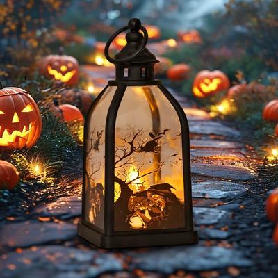 Halloween Decorations Indoor Candle Lantern With LED Lights Hanging Spooky Halloween Lanterns For Indoor Outdoor Home Room Door Party Decor