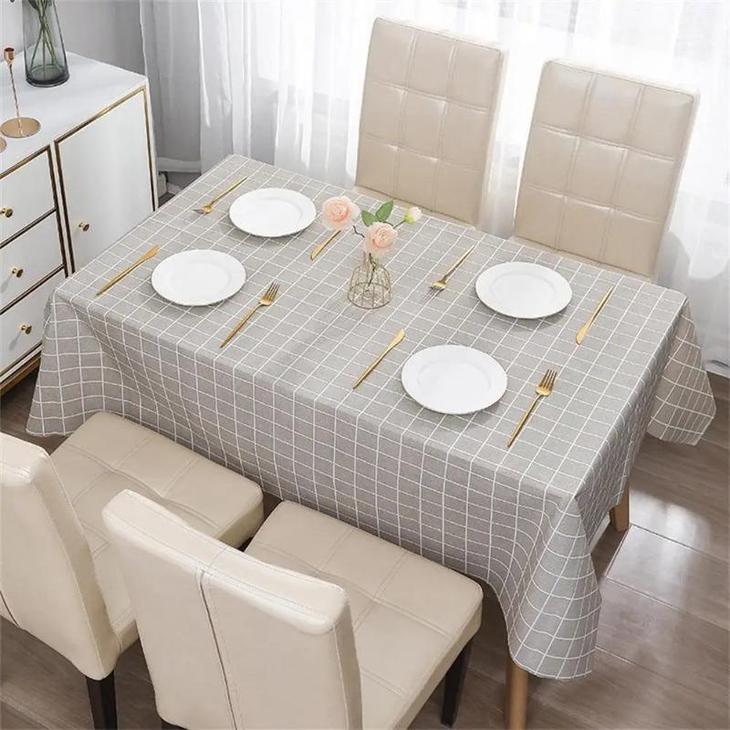Checkered PEVA Tablecloth - Dust Proof, Waterproof Oil-proof Household Dining Cloth for Home Party