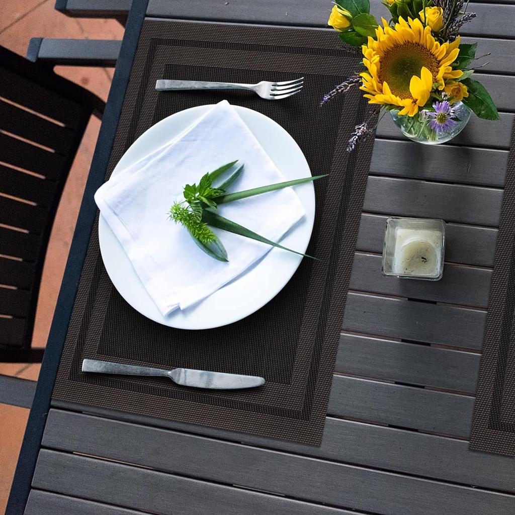 Placemats Set of 4, Heat-Resistant Woven Vinyl Placemat, Non-Slip Washable PVC Table Mat, Easy to Clean Premium Plastic Mats