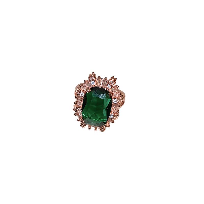 Emerald Open Ring - Retro European and American Palace Style Fashion Jewelry for Women