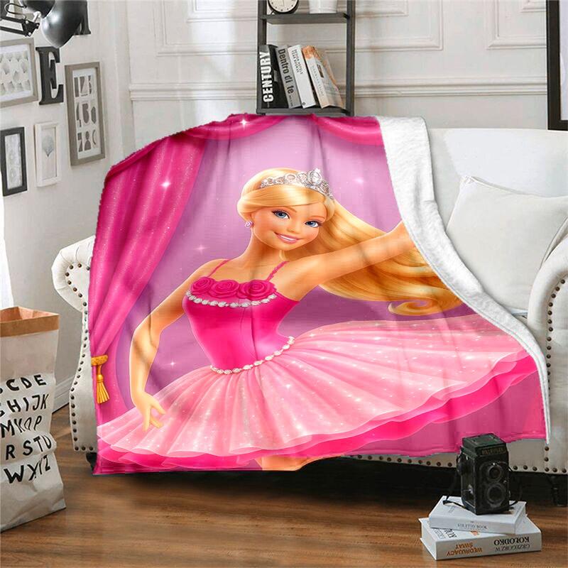 1pc Barbie in Pink Ballerina Costume Cartoon Blanket,Portable Throw for Travel & Camping, All Season Cozy Blanket,Ideal Gift