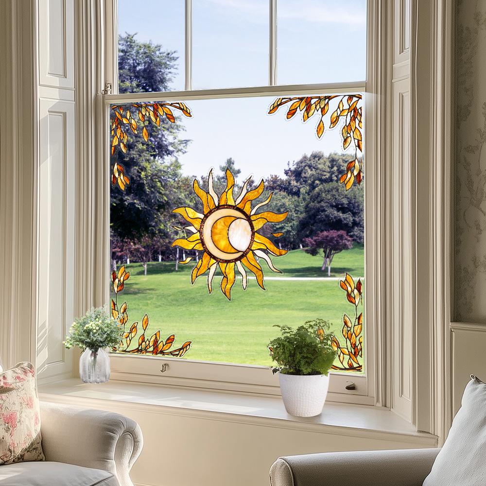 Colorful Window Film PVC Electrostatic Church Glass Decal Wall Sticker Art Mural Wallpaper for Home Decoration