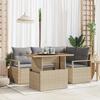 VidaXL 5-Piece Garden Sofa Set with Beige Cushions Poly Rattan Acacia 3349706