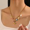 Imitation Pearl Acrylic Star Moon Pendant Necklace Stainless Steel Summer JewelryAccessories