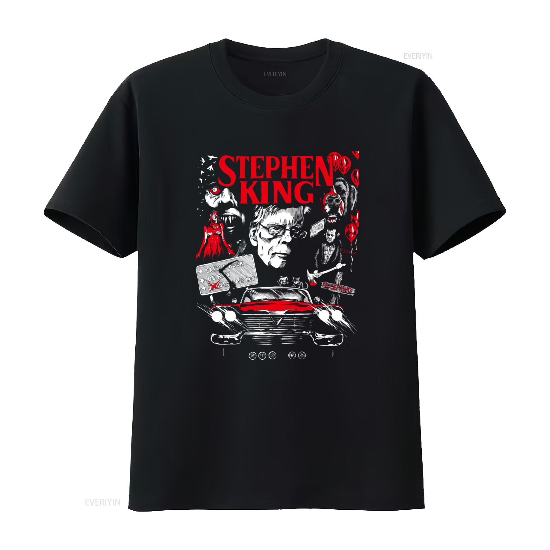 

Stephen King Horror Movies T Shirt Classic Design with Iconic Characters and Elements vintage Washed graphic Soft Stylish 4XL