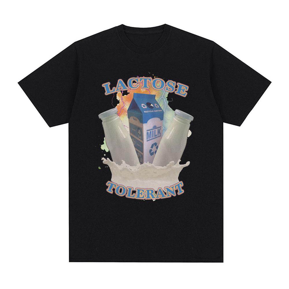 Lactose Tolerant Graphic Print T-Shirt Women Vintage Fashion Short Sleeve T-shirts 100% Cotton Casual Cozy Summer T Shirts