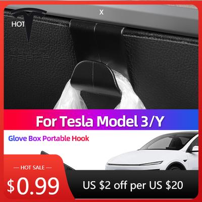 Car Sticker For Tesla Model 3 Y Juniper Highland 2020-2026 Passenger Glove Box Hook Front Spare Box Hook Storage Modification Ac