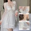 Sexy Pajamas With Chest Pad Lace Mesh Large Size Bow Suspender Home Clothing Set