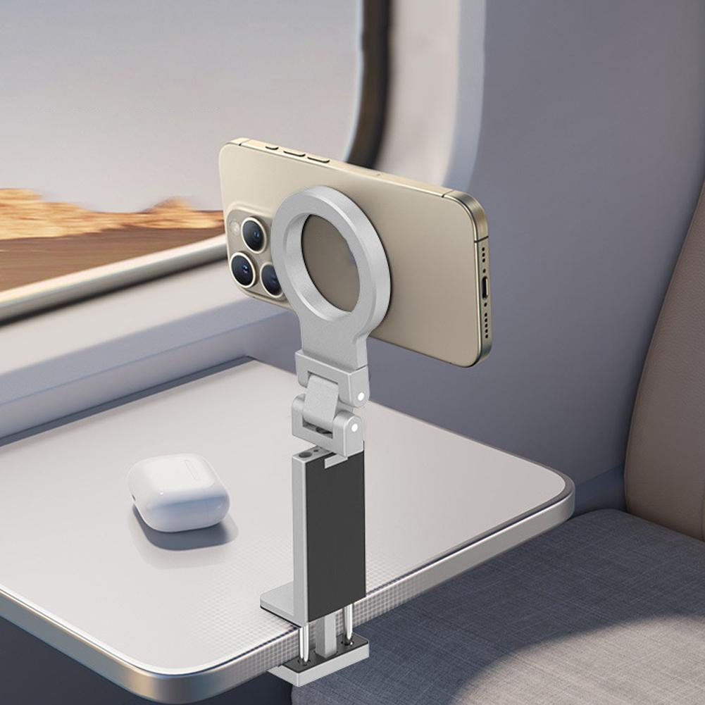 360° Rotation Magnetic Phone Holder for Airplane Tray, Tripod, Desk –Portable Airplane Phone Holder Mount For iPhone Smartphones