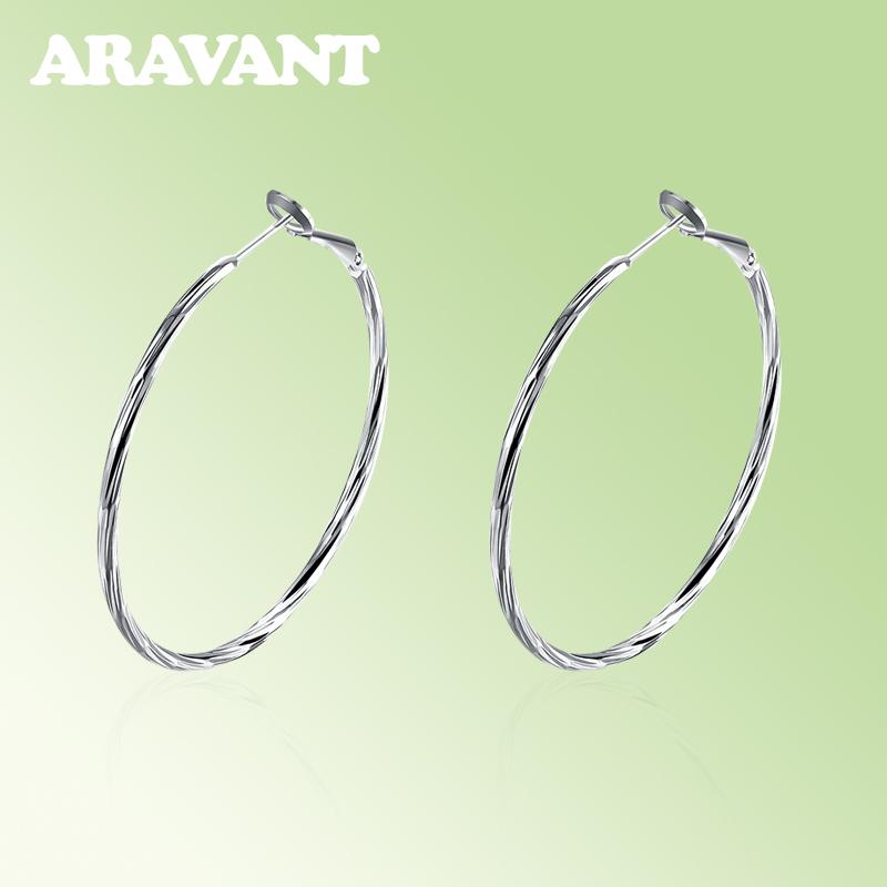 Silver Color Round Creole Hoop Earrings For Women Minimalism Ear Ring