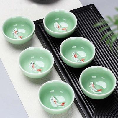 6 Pcs/lot Tea Set Small Tea Cup Ceramic Tea Set Household Single Cup Master Blue and White Porcelain Tea Celadon Gift Box