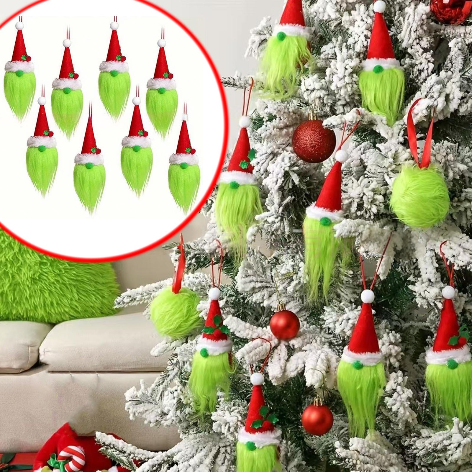 

A Set Of 8 Pcs Faceless Doll Christmas Hat Red And Green Christmas Tree Decoration Plush Ornaments One Size зелёный