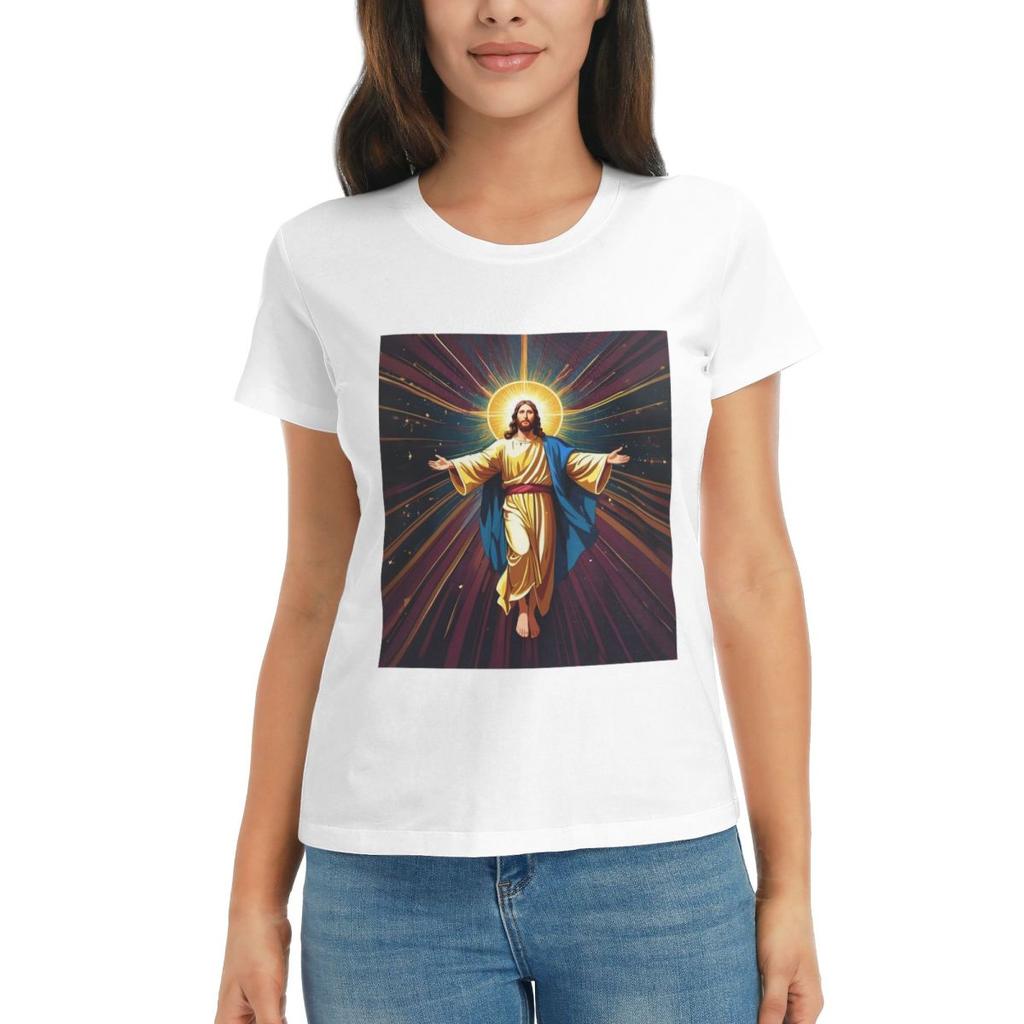 Women TShirt Catholicism Saints Jesus Mary Summer Short Sleeve Tees ONeck Cotton T Shirts Clothes Tops Streetwear