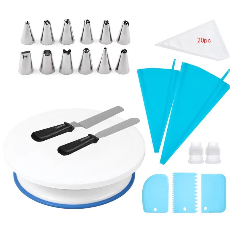 Cake Making Tools Kit For Decorating Include Plastic Rotating Cake Turntable Icing Smoother/Spatula DIY Cake Decorating Set Tool