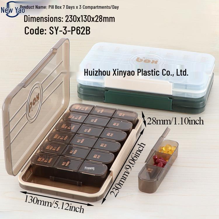 Seven-Day Pill Organizer: Morning, Noon, Night Portable Capsule Case with Large Capacity