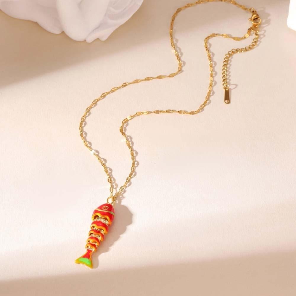 3D Brass Colorful Small Koi Carp Movable Mini Metal Fish Funny Plated Enamel Fish Charms  Key Ring