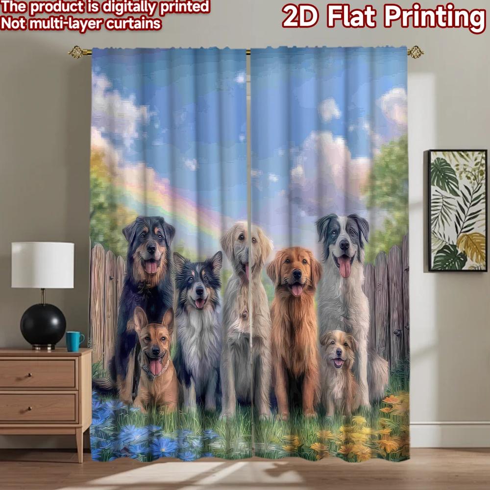 2D Flat Photography Backdrop Popular Background Banner Dogs In Garden 100% Polyester Anniversary for Holiday Portraits and