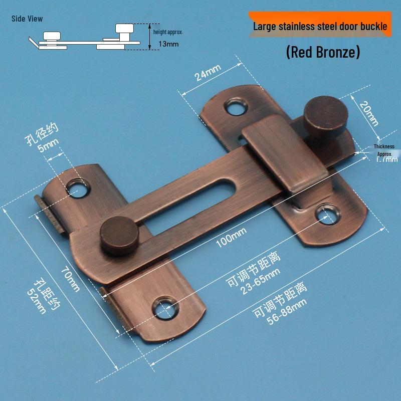 Black Red Antique Bronze Stainless Steel Right Angle Anti-Theft Sliding Door Latch