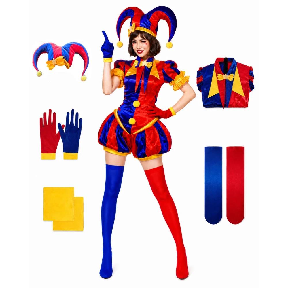 Anime The Amazing Digital Circus Rollenspiel Anzüge Pomni Cosplay Kostüme Exquisite Clown Uniform Halloween Karneval Party Outfit